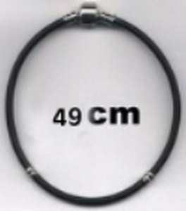 Necklace of rubber and 925 silver, clip, 49 cm