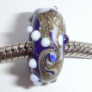 Cobalt blue with silvery turnings and white dots