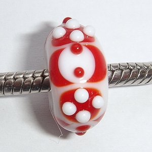 White with red and white dots