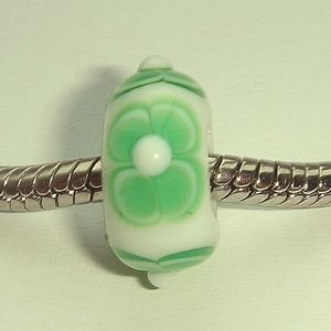 White with double green flowers