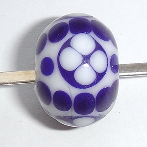 White with cobalt blue spots