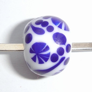 White with cobalt blue stars, lines and spots