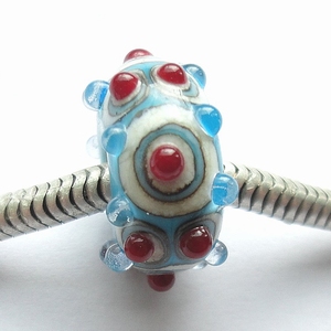 Turquoise with ivory, red and transparent turquoise