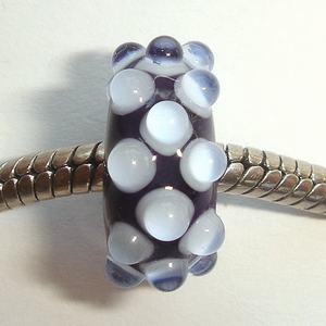 Cobalt blue with white spots with a dot clear on it