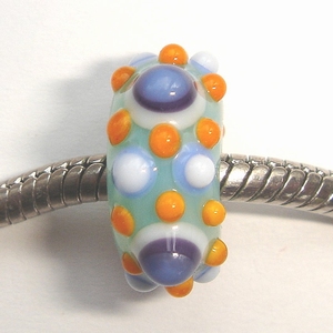 Turquoise with blue, white and orange