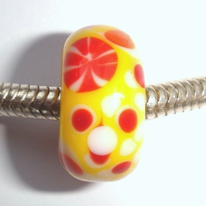 Yellow with red stars and spots