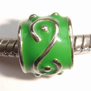 Enamel green with curved lines and dots