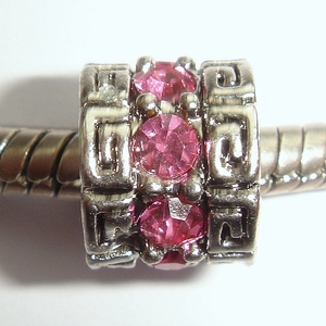 Cylinder with Greek borders and pink zirconia's