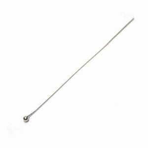 Zilveren headpins met bolletje, 6 cm, Ø 0,45 mm