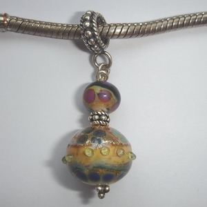 Bali pendant with ivory, blue, pink and dots