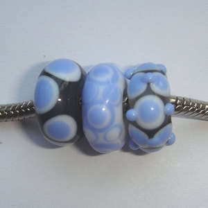 Transparent grey with light blue and white, 3 beads