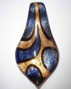 Glass pendant in blue and gold