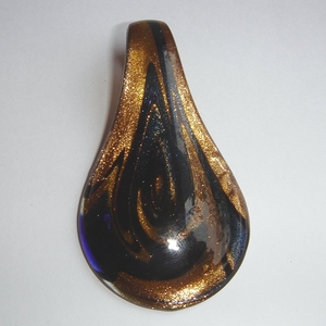 Glass pendant in gold and dark blue