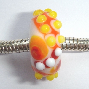 White base with yellow, orange, red decorations