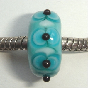 Turquoise with white and black dots