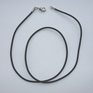 Rubber necklace black length 48 cm, diameter 2 mm