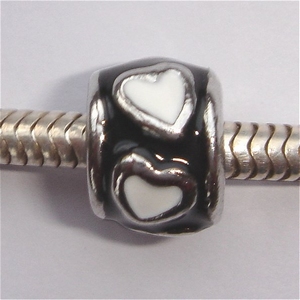 Enamel black with white hearts