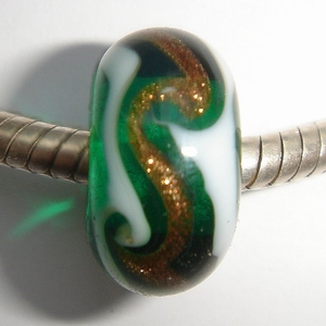 Transparent green with white and goldstone turnings