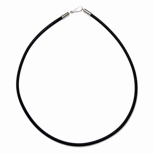 Rubber necklace with 925 silver end caps and clasp 50 cm