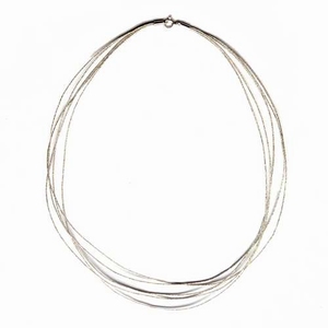 Necklace of 5 threads, sterling silver end caps and lock