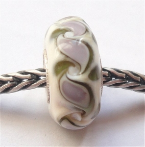 Ivory with green, purple and turnings