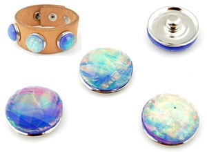 Popper - button pearl ivory blue-green