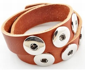 Double leather bracelet brown, 43.5 cm