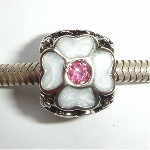 Enamel flowers with pink zirconia