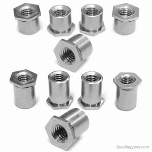 Hex shape nuts threaded 2.5 mm, 4mm height, 10 pieces