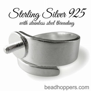 Sterling zilver ring glad, verstelbaar, schroefdraad 2,5 mm