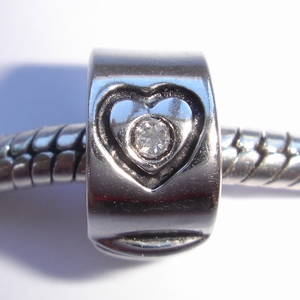 Clip with 2 hearts with zirconia