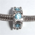 Six angular with blue zirconia's, borthstones of march 