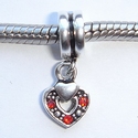 Pendant open heart with red zirconia's 