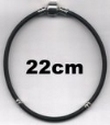Bracelet of rubber and 925 silver, 22 cm 
