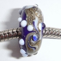 Cobalt blue with silvery turnings and white dots 
