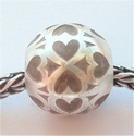 Sterling silver bead with little hearts, antique finish 