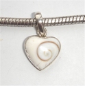 Sterling silver pendant with shell, heart 