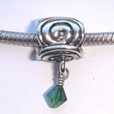 Pendant with green facetted little bead 