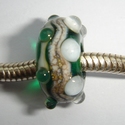 Transparent green with silvered ivory and different dots 