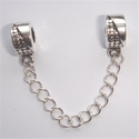 Safety chain with 2 beads half smooth and half with dots 