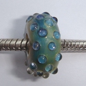 Turquoise silver glass with dots 