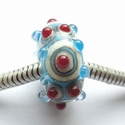 Turquoise with ivory, red and transparent turquoise 