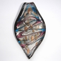 Glass pendant in black, pink. blue, gold and silver 