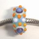 Turkoois met blauw, wit en oranje 