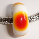 White with yellow-orange-red circles 