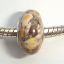 Fossil bead geel met bruin 