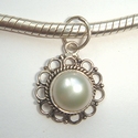 Sterling silver pendant with white pearl and spiral 
