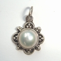 Sterling silver pendant with pearl, bows and dots 