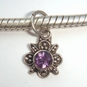 Sterling silver pendant with purple CZ in flower 