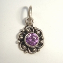 Sterling silver pendant flower with purple zirconis 